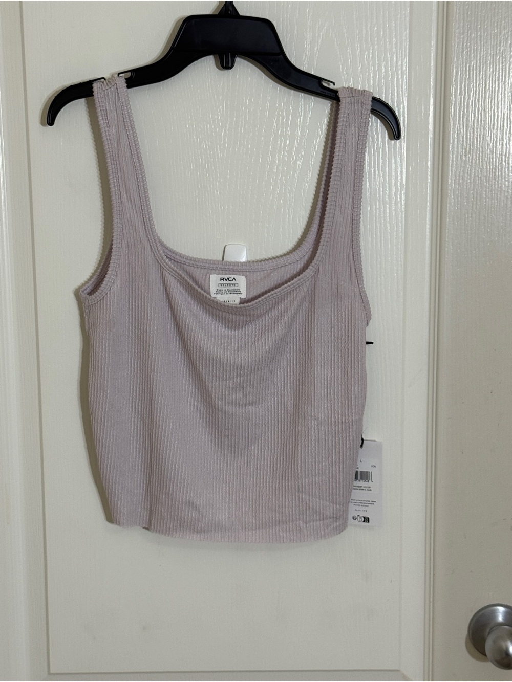 RVCA Ribbed Knit Cropped Cami Tank Top Large Pastel Lavender Basic L